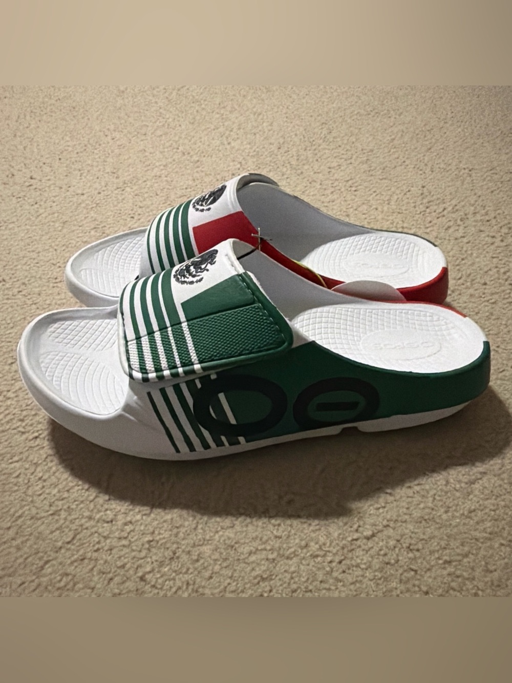 OOFOS Mens Size 10 OOAHH Sport Flex Limited Edition MEXICO Flag Slides Shoes New